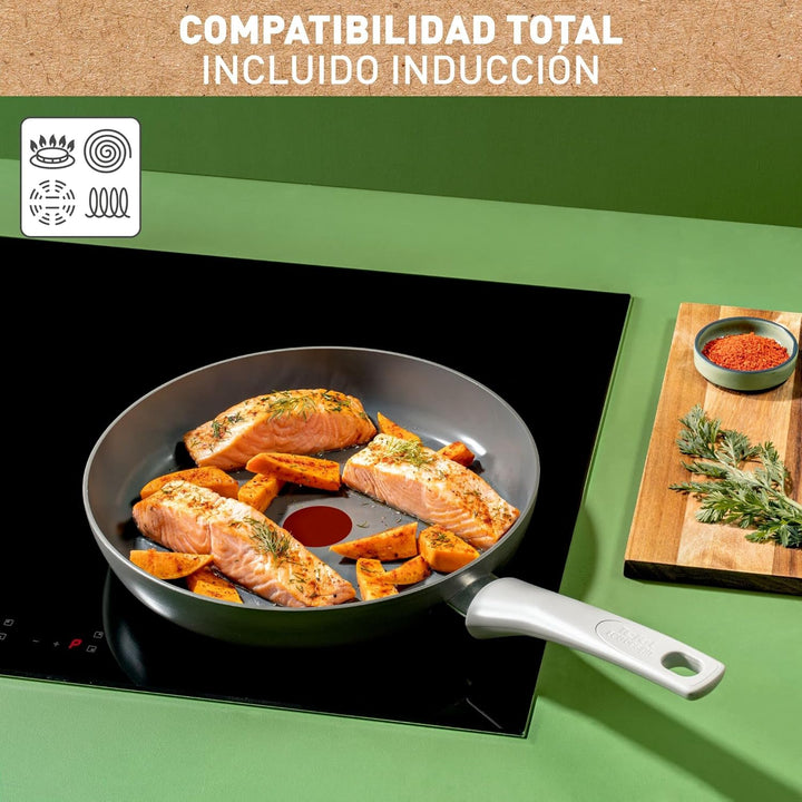 Tefal Renew On Bratpfannen 2 Stück, Grau, 24/28 cm, Keramik-Antihaftbeschichtung, Induktion, Thermo-