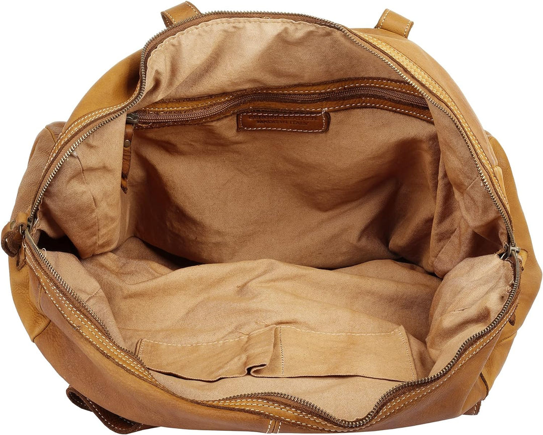 Cluty Reisetasche echt Leder Cognac 30 l Damen - 021141, Cognac