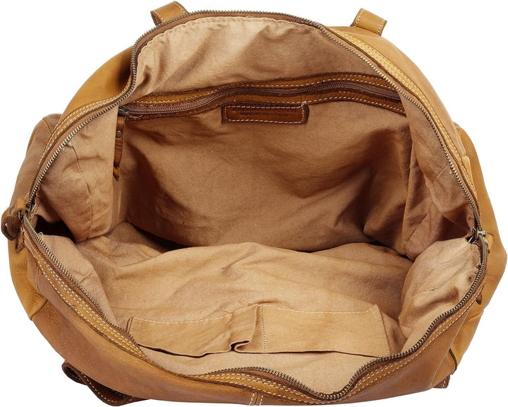 Cluty Reisetasche echt Leder Cognac 30 l Damen - 021141, Cognac
