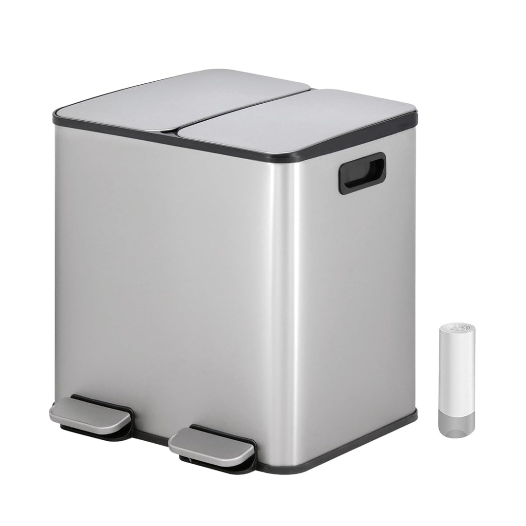 Mülleimer Küche, 2 x 15 L, Mülltrennsystem 2 Fächer, Doppel-Mülleimer aus Edelstahl, Anti-Fingerabdr