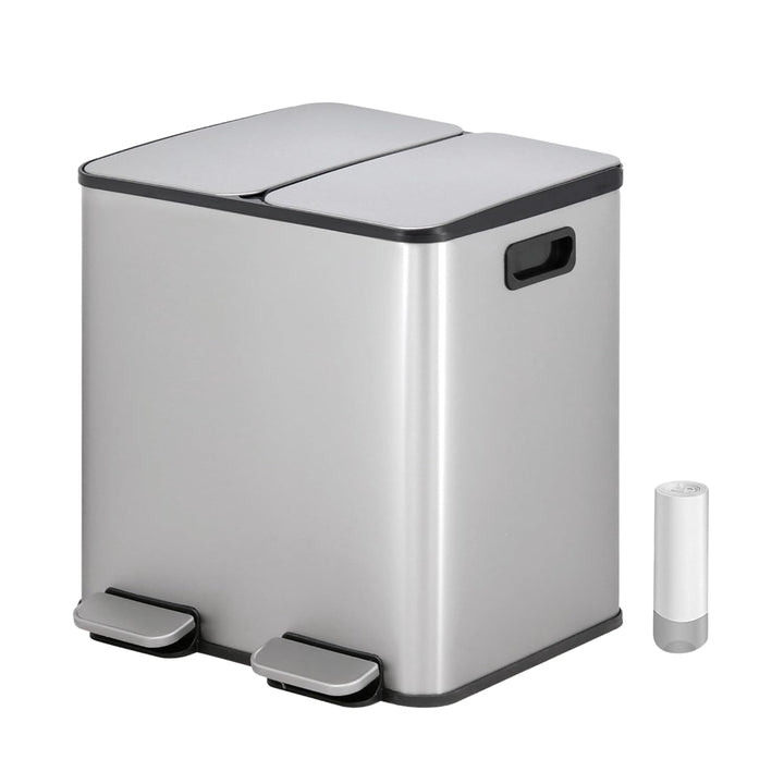 Mülleimer Küche, 2 x 15 L, Mülltrennsystem 2 Fächer, Doppel-Mülleimer aus Edelstahl, Anti-Fingerabdr
