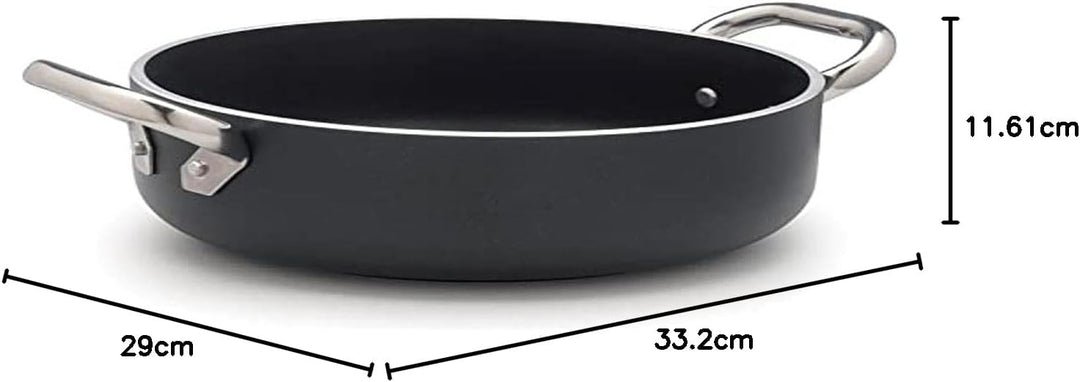 Töpfe Agnelli Alblack Bratentopf, Aluminium, Dicke 5 mm, 10 mm Induktions Fund, schwarz, 28 cm, 28 c