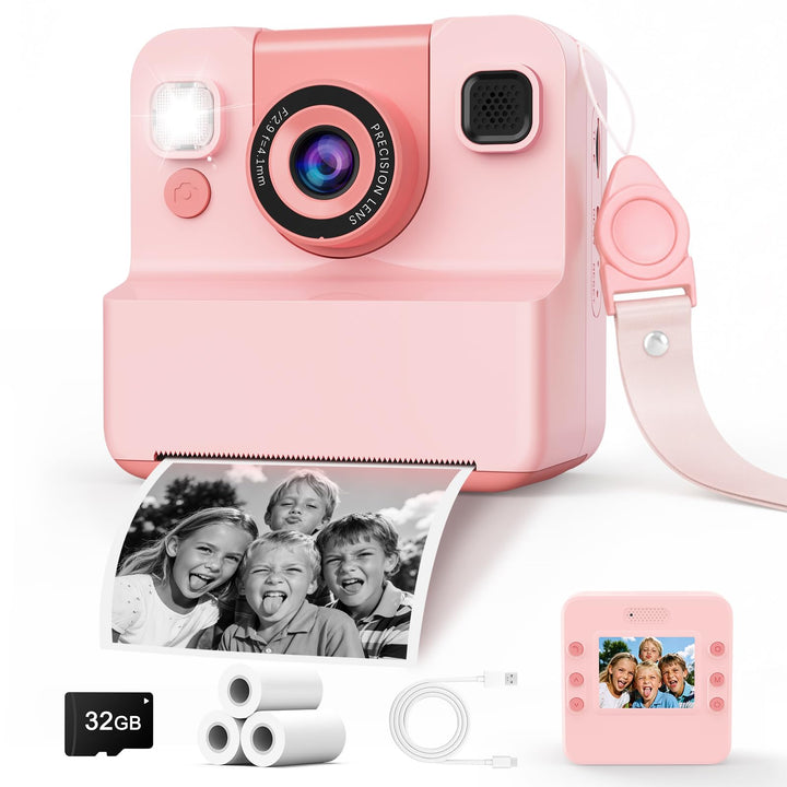 Sofortbildkamera Kinder Kamera,2.4" HD Bildschirm Kinderkamera mit 32GB Spielzeug ab 3 4 5 6 Jahren