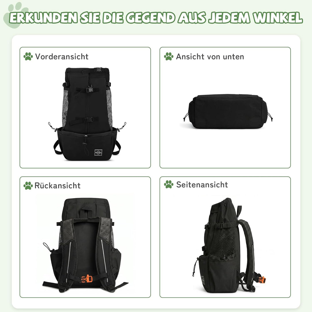 ALLSOPETS Hunderucksack Tragetasche Verstellbar für Kleine Mittelgrosse Hunde, Haustier Rucksack zum