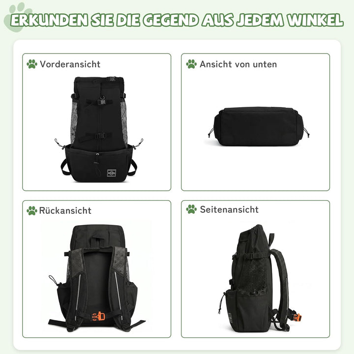 ALLSOPETS Hunderucksack Tragetasche Verstellbar für Kleine Mittelgrosse Hunde, Haustier Rucksack zum