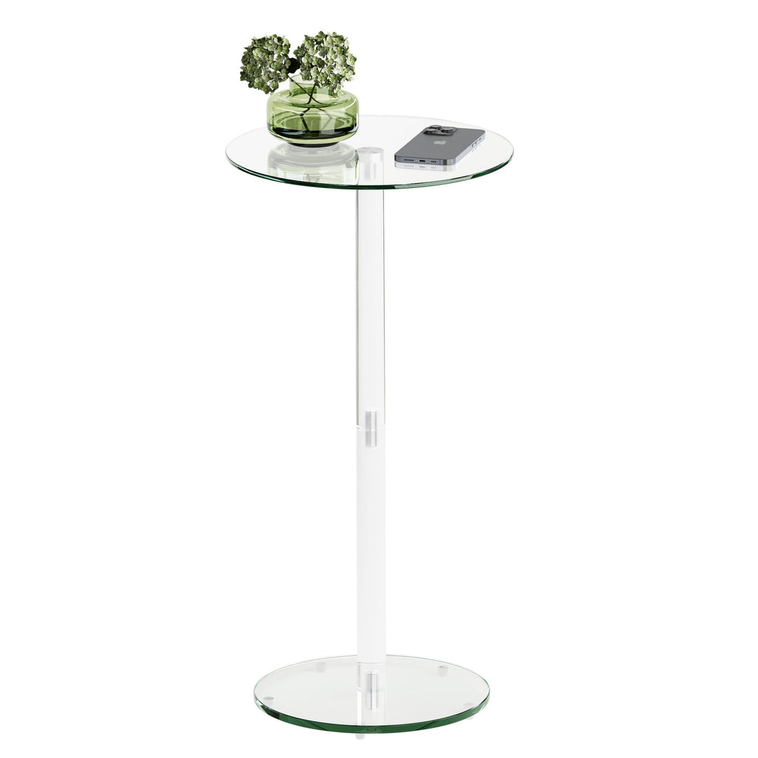 Beistelltisch Rund Glas Transparent Klein Side Table Wohnzimmer LET524TR, Rund