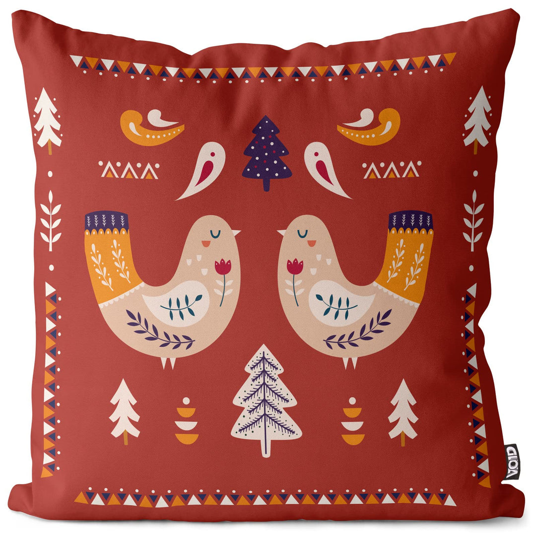 VOID Vögel Landhaus Kissenbezug Kissenhülle Sofakissen Kissen Deko Weihnachten Winter Weihnachtsdeko