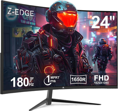 Z-Edge 24 Zoll Curved Gaming Monitor Full HD 180Hz/165Hz(DP) 144Hz(HDMI) 1ms MPRT, 300cd/m² Helligke