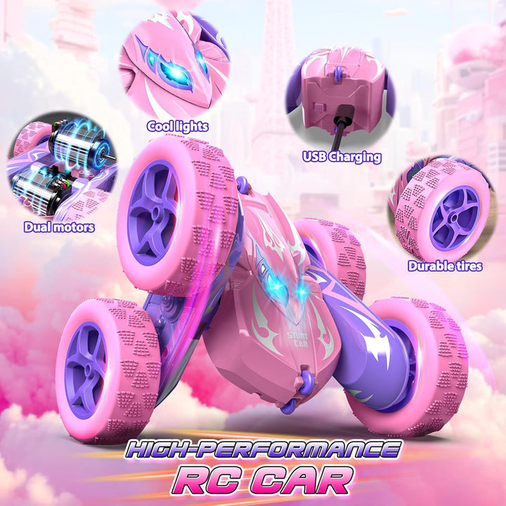 Dreamlandia Ferngesteuertes Auto, 2,4GHz RC Auto Weihnachten Geschenk Mädchen 3-9 Jahre, 360° Flip,