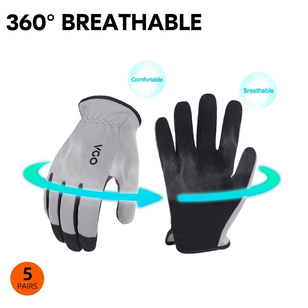 Vgo... 5 Paare Multifunktionale Arbeitshandschuh,Sicherheitshandschuhe,Bauarbeitshandschuhe, Gartenh