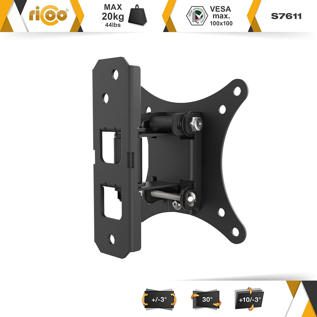 RICOO PC Monitor Wandhalterung Schwenkbar Neigbar für 13-27 Zoll, Halterung Wand S7611, Monitorhalte