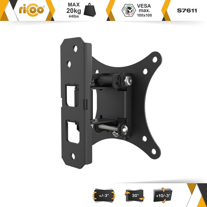 RICOO PC Monitor Wandhalterung Schwenkbar Neigbar für 13-27 Zoll, Halterung Wand S7611, Monitorhalte