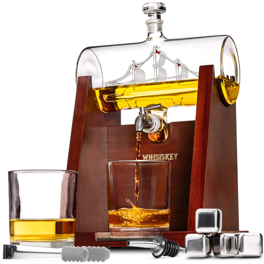 Whisiskey - Whisky Karaffe - 1000 ml - Geschenkset Herren - Luxuriöses Whiskey Set - Geschenk zum Va