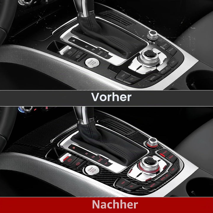 Auto Kohlefaser Schaltknauf Schalthebel Cover Trim Kompatibel mit Audi A4 B8 A5 S4 S5 Q5 RS4 RS5 Zub