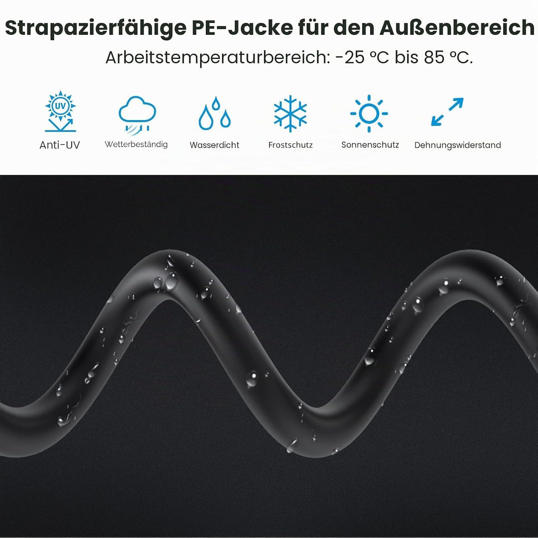Cat 8 Netzwerkkabel Ethernet Kabel 10M, 40Gbps 2000MHz, 26AWG, S/FTP, Innen Aussenbereich Cat 8 Lan