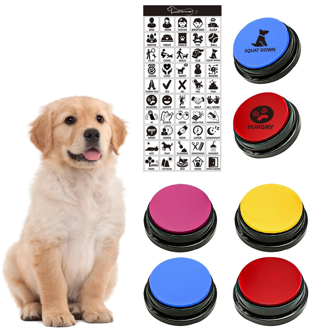 4 Stück Sprechender Hund Button Set, Hundetaste zum Sprechen mit Ihrem Hund, 30 Sekunden beschreibba