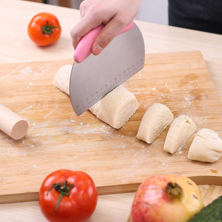 1 Stück Teigschaber Zerkleinerer/Edelstahl Teigschaber Cutter mit ergonomischem Gummi Anti-Rutsch-Gr