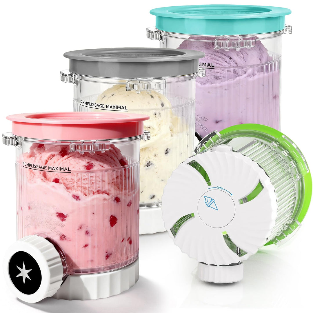 4er Pack Ninja Swirl Creami Eisbehälter | 480 ml Gefrierbehälter für NC700 & NC701EU Serie | Mit int