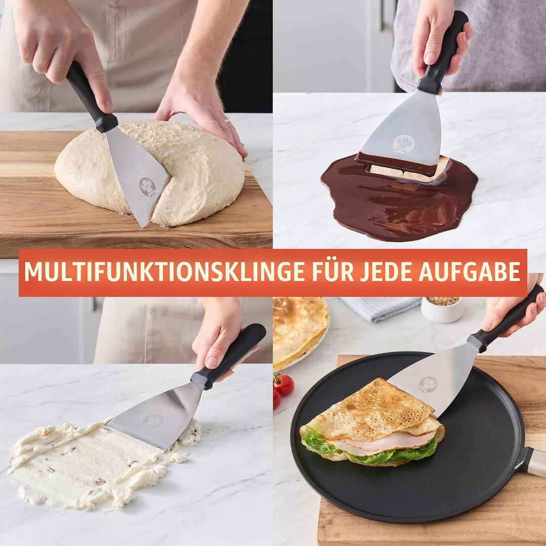 Chef Pomodoro Pizzateigschaber – Edelstahl-Schaber für die Küche, Teigschaber, Brotteigschneider, Pi