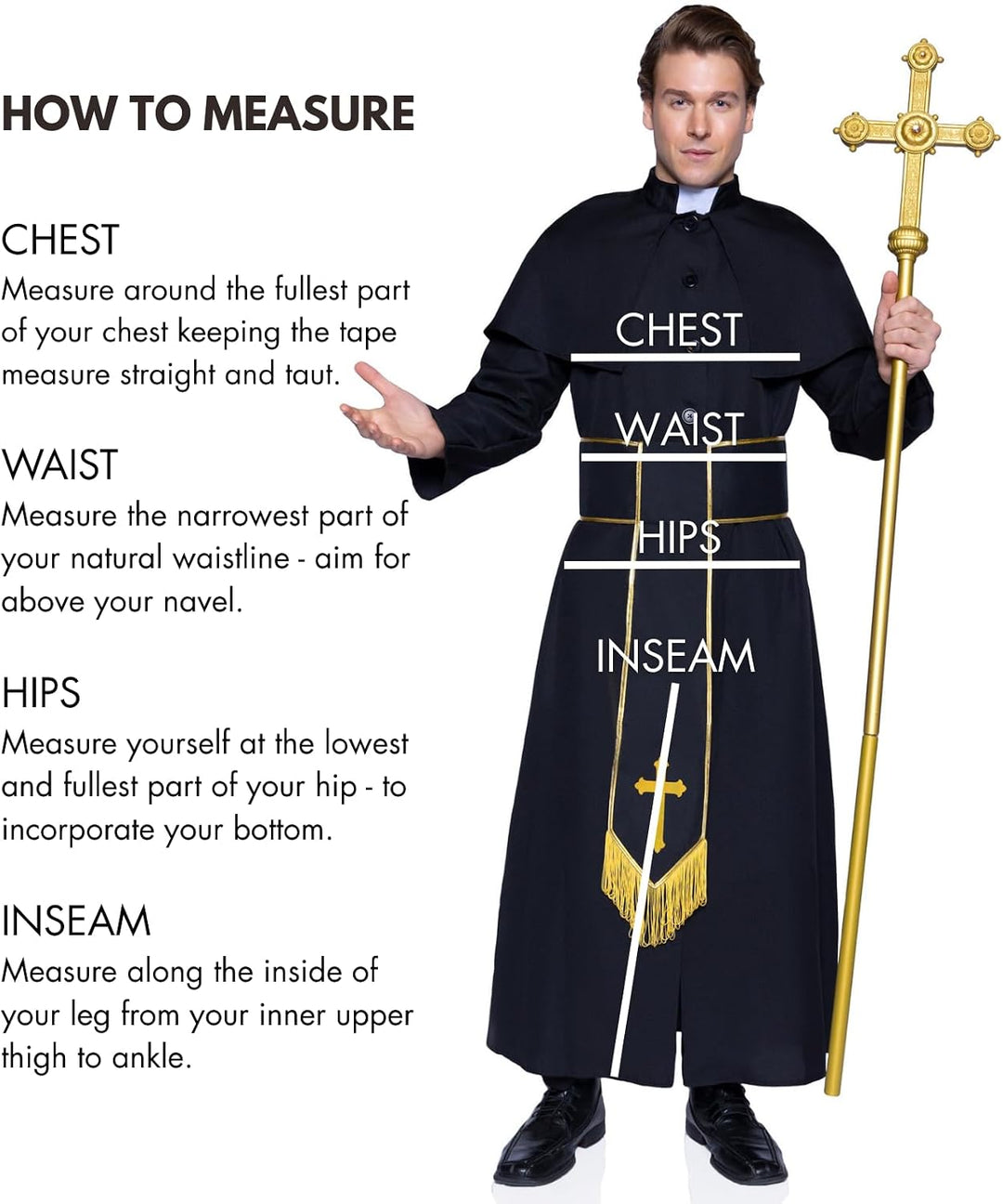 LEG AVENUE Herren Priest Kostüme M-L Schwarz, M-L Schwarz