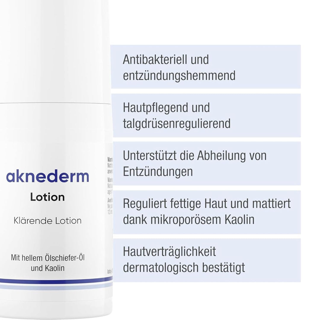 Aknederm mattierende Gesichtslotion gegen Pickel & Akne 2 x 30ml - Tageslotion für normale bis fetti