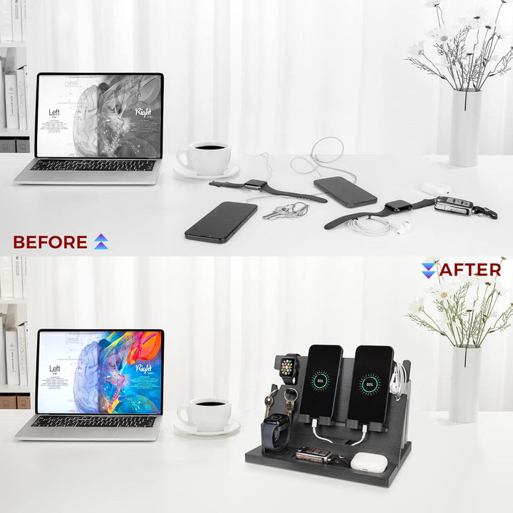 Geschenke für Männer Weihnachten Holz Telefon Dockingstation Uhren Geldbörsen Nachttisch Organizer G