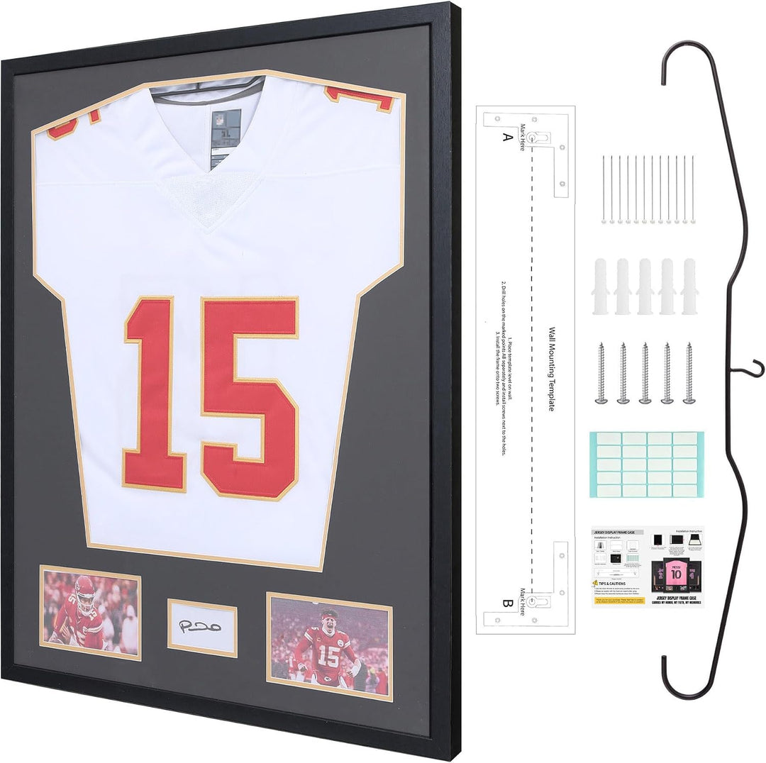 Trikotrahmen hölzern- Objektrahmen für Fussballtrikot - 3D Box Frame - 60x80 CM - Schwarz - Deep Fra