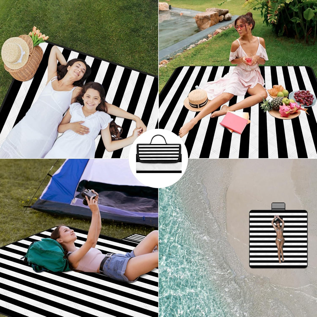Picknickdecke Wasserdicht, 200 x 200 cm Isoliert Stranddecke Sandfrei mit Tragegriff, Ultraleicht Tr