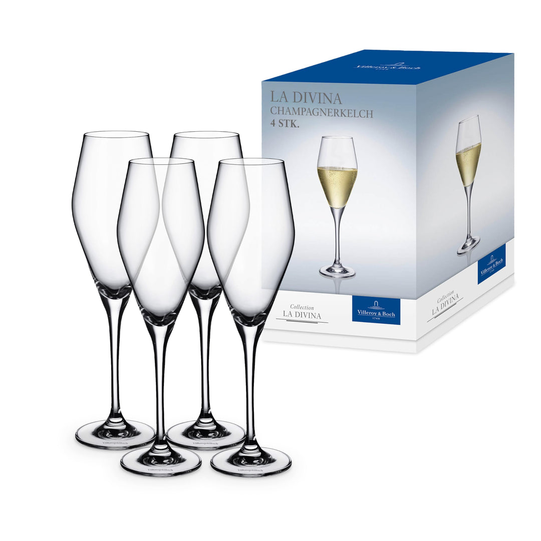 Villeroy & Boch – La Divina Champagnerkelch Set 4 teilig, Champagner Gläser, Sektkelche, hochwertige