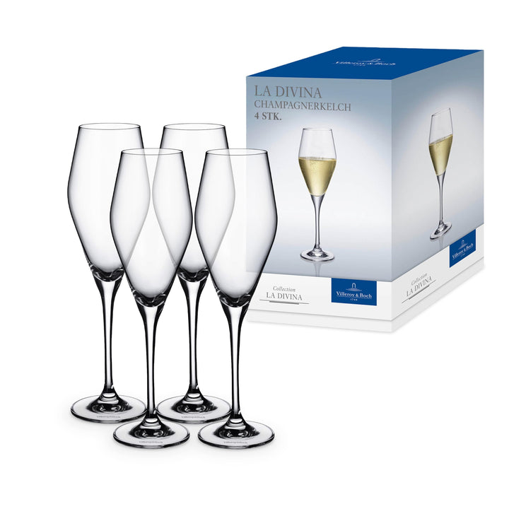 Villeroy & Boch – La Divina Champagnerkelch Set 4 teilig, Champagner Gläser, Sektkelche, hochwertige