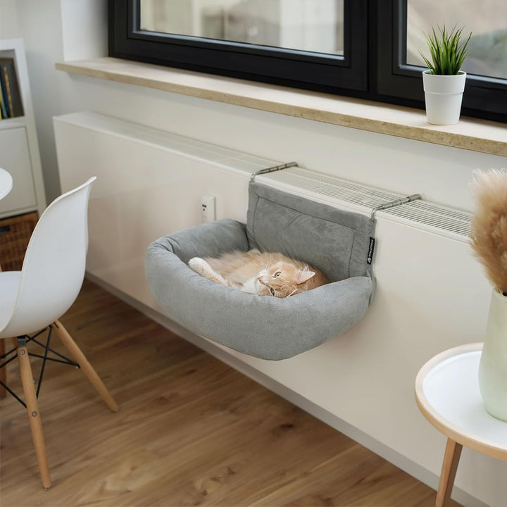 Premium Heizungsliege für Katzen - Murphy - für Katzen bis 12kg - passend für alle Heizkörper - rund