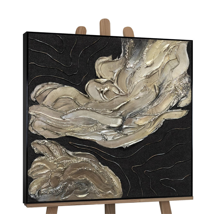 YS-Art Luxus Abstrakt Acryl Gemälde auf Leinwand Blues handgemalt Wandbilder Wohnzimmer modern Wohnd