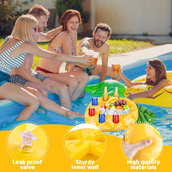 dellyy Pineapple Aufblasbare Getränkehalter, Pool 2in1 Getränke und Snackhalter, Aufblasbarer Geträn
