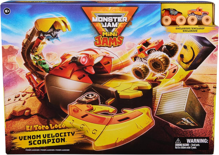 Monster Jam, EL Toro Loco's Venom Velocity Scorpion-Spielset, Rampenkatapult mit elektronischer Besc