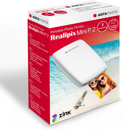 AGFA Photo Mini P.2 – Tragbarer Zink-Drucker für Sofortbilder – Einfach und schnell drucken – 75 × 5