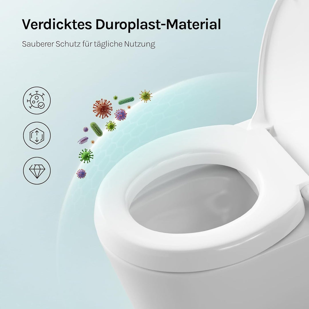 WOLTU Toilettensitzerhöhung, Toilettendeckel Erhöhung 5cm, WC Sitz mit Absenkautomatik O-Form, aus D