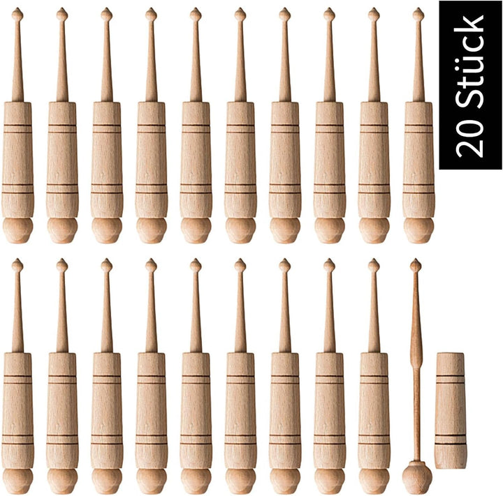 DESERMO Klöppel im 20er Beutel (10x 2er Set) aus Holz - traditionelles Handwerk Klöppeln - Hülsenklö