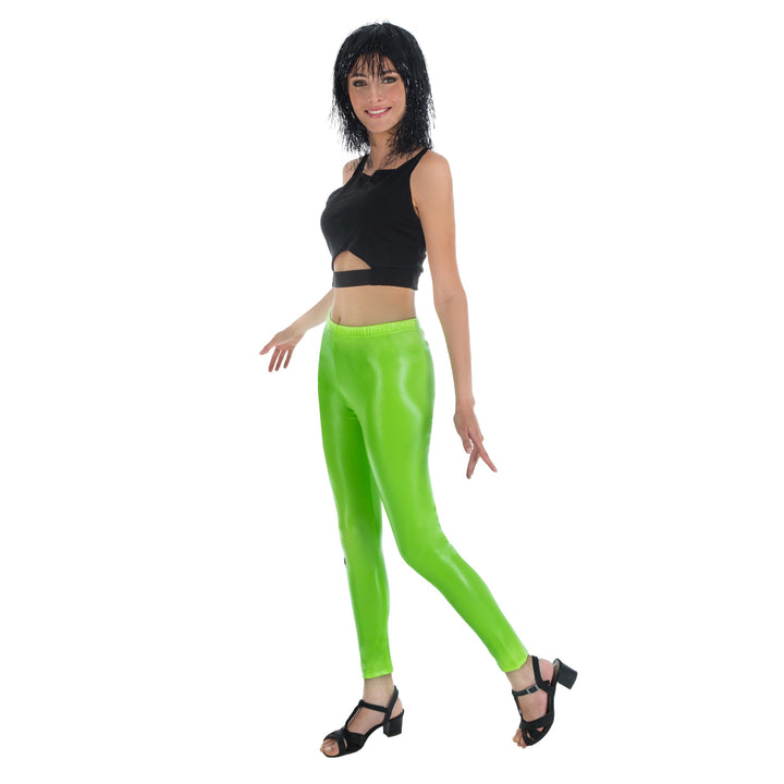 Chaks - Neon Leggings Damen, 80er Jahre Outfit, Hose für Karneval, Party, Festival Grün L-XL, Grün L