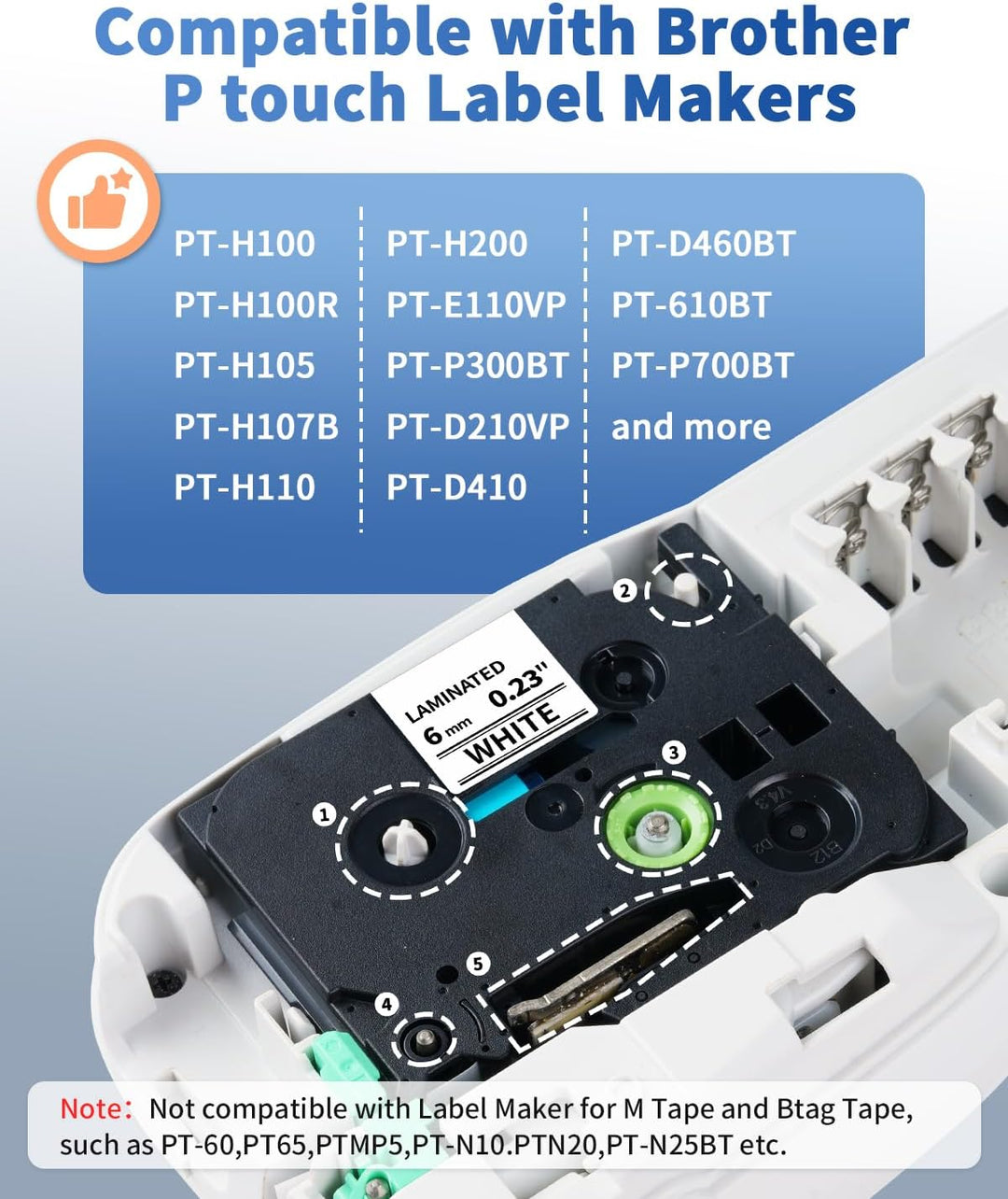Upwinning Tze 211 Bänder 6mm Kompatibel mit Brother P-touch Bänder 6 mm x 8 m tze-211, Schwarz auf W