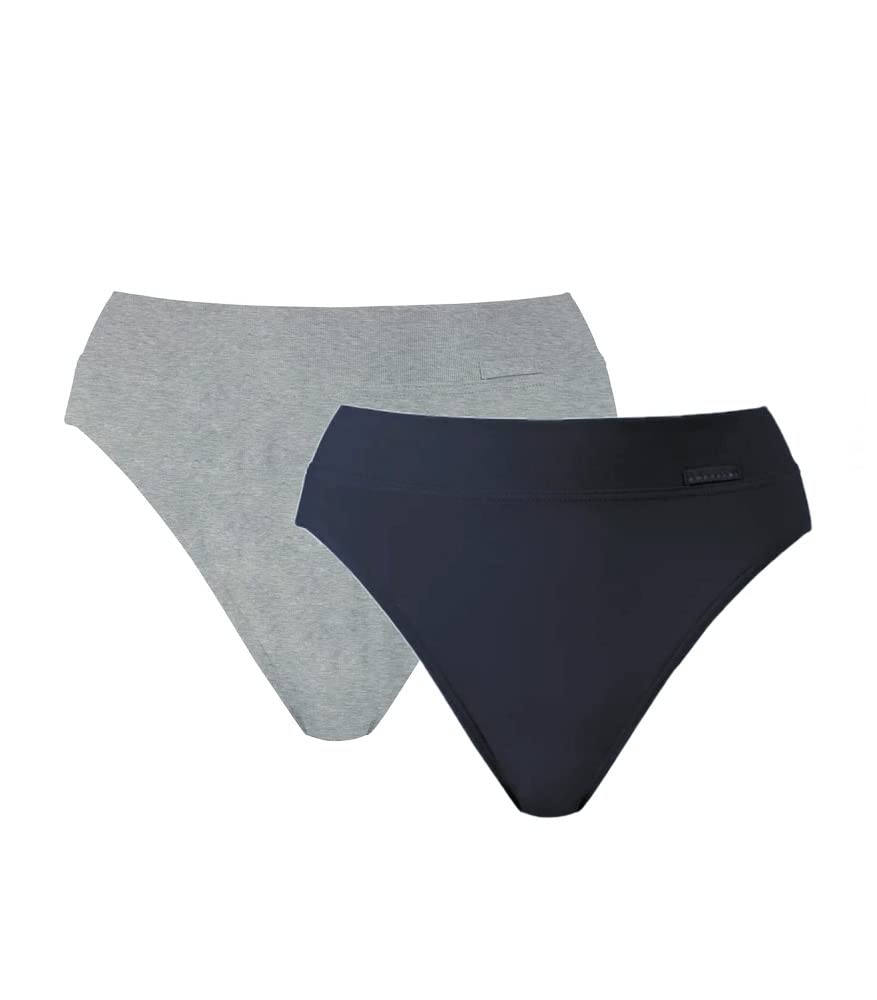 CALIDA Damen Elastic Slip Bundle 2er Pack, Grau & Blau, Grösse S