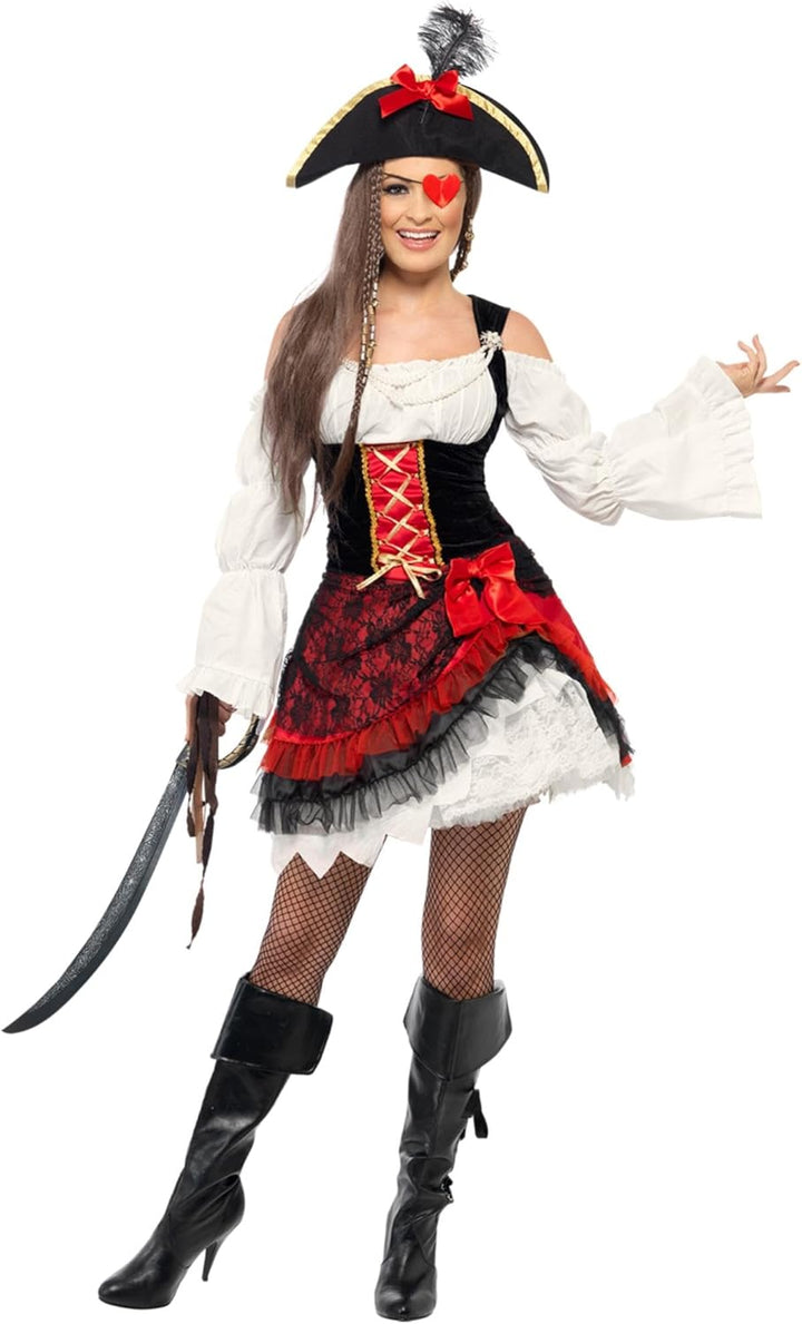 Smiffys, Damen Glamouröse Piraten Lady Kostüm, Kleid und Hut, Grösse: L, 23281 Grösse: 40-42, Grösse