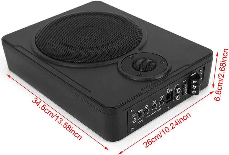 Lightakai 8-Zoll Auto subwoofer, 600W 12V Aluminum Ultradünner Auto Aktiv Untersitz Kompakt Subwoofe