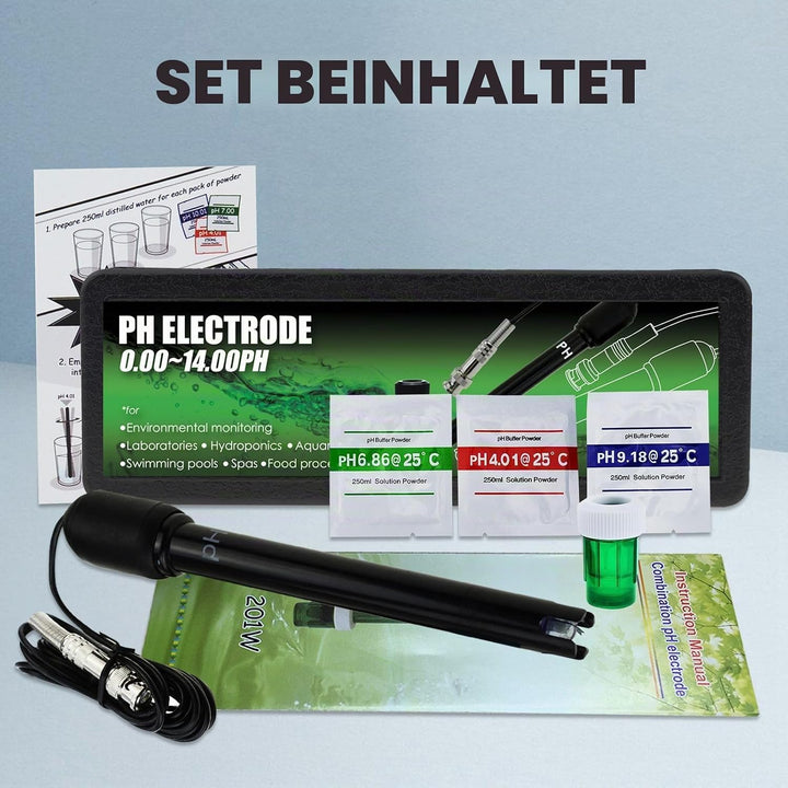 Lange Karosserie pH Elektrode mit BNC Steckdose Sonde 300cm Kabel 0-14pH für pH Meter, pH Regler pH