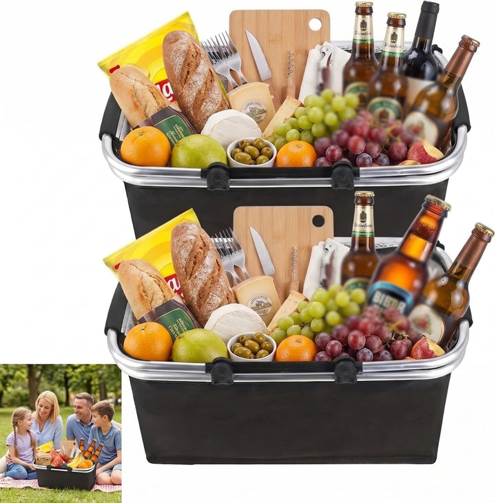 Einkaufskorb,Einkaufskorb Faltbar,Thermo Als Picknickkorb, Kühlbox Tragbare Mit Gepolsterten Griffen