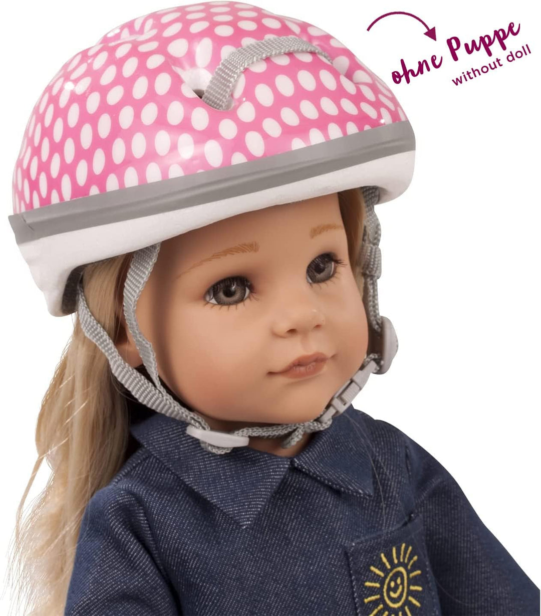 Götz 3402331 Fahrradhelm White Dots - Reithelm mit weissen Punkten für Puppen - passt für Stehpuppen
