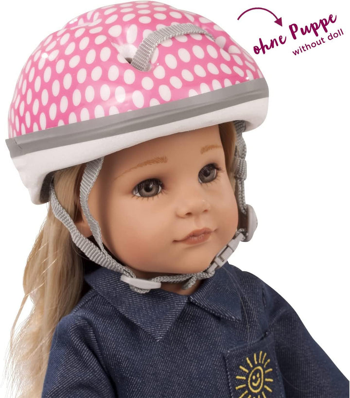 Götz 3402331 Fahrradhelm White Dots - Reithelm mit weissen Punkten für Puppen - passt für Stehpuppen
