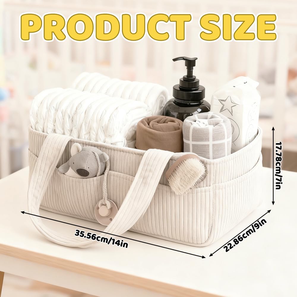 Wickeltasche Organizer, Tragbarer Wickelkorb mit Fächern & Griffen, Large Wickel Organizer, Diaper C