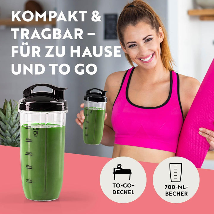 GOURMETmaxx Nutrition Mixer | Smoothie Maker - 4-tlg. | Standmixer mit grossem 700-ml-Mixbecher & To