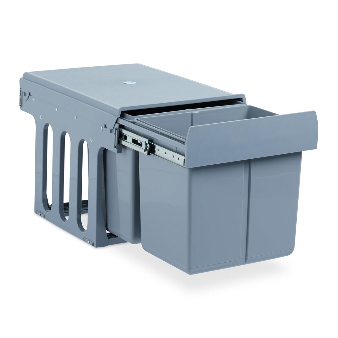 Relaxdays Einbaumülleimer Küche, Auszug, Duo je 15 l, Müllsystem Unterschrank, Kunststoff, HBT 35,1