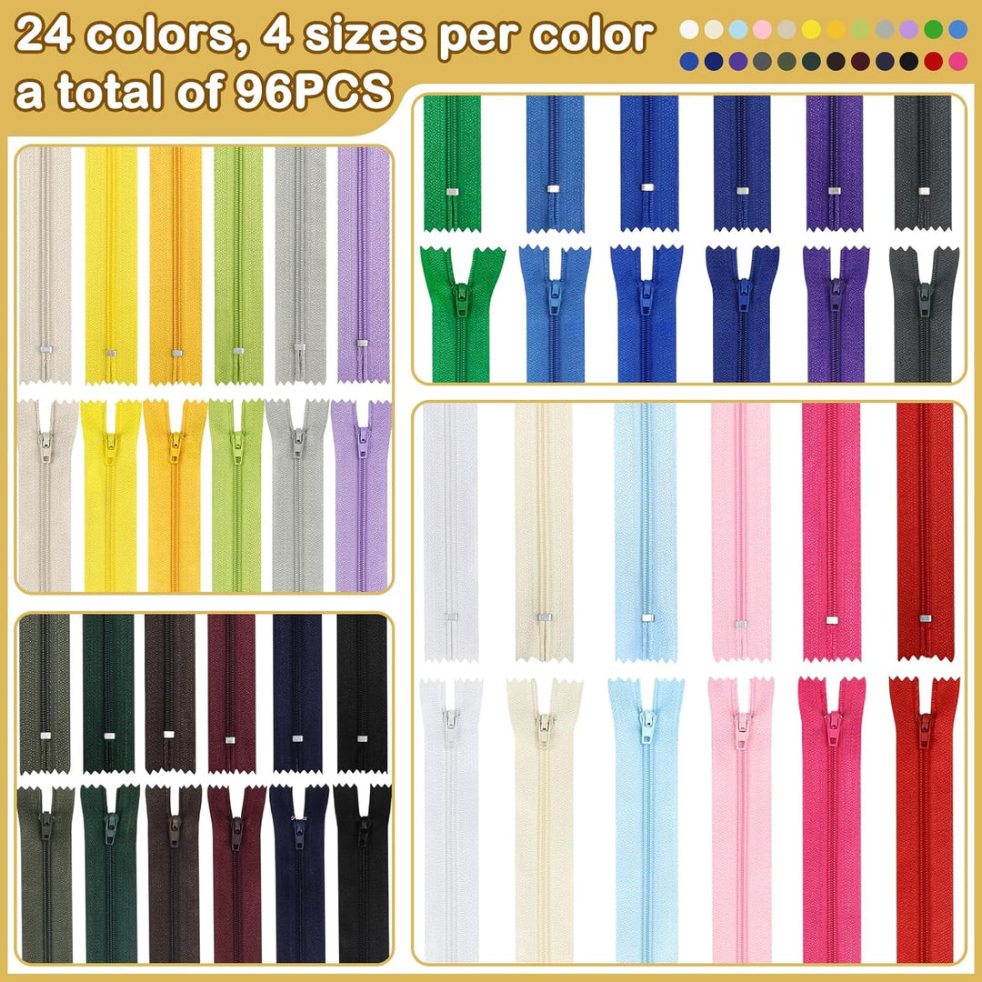 Reissverschluss, 24 Farben Nylon Reissverschlüsse, 15cm 20cm 25cm 30cm lang, 2.5cm breit für Kleidun